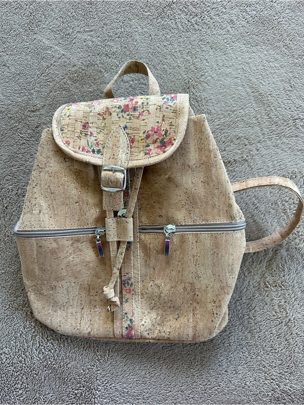 Cortica Cork Backpack Floral Eco-friendly, beige